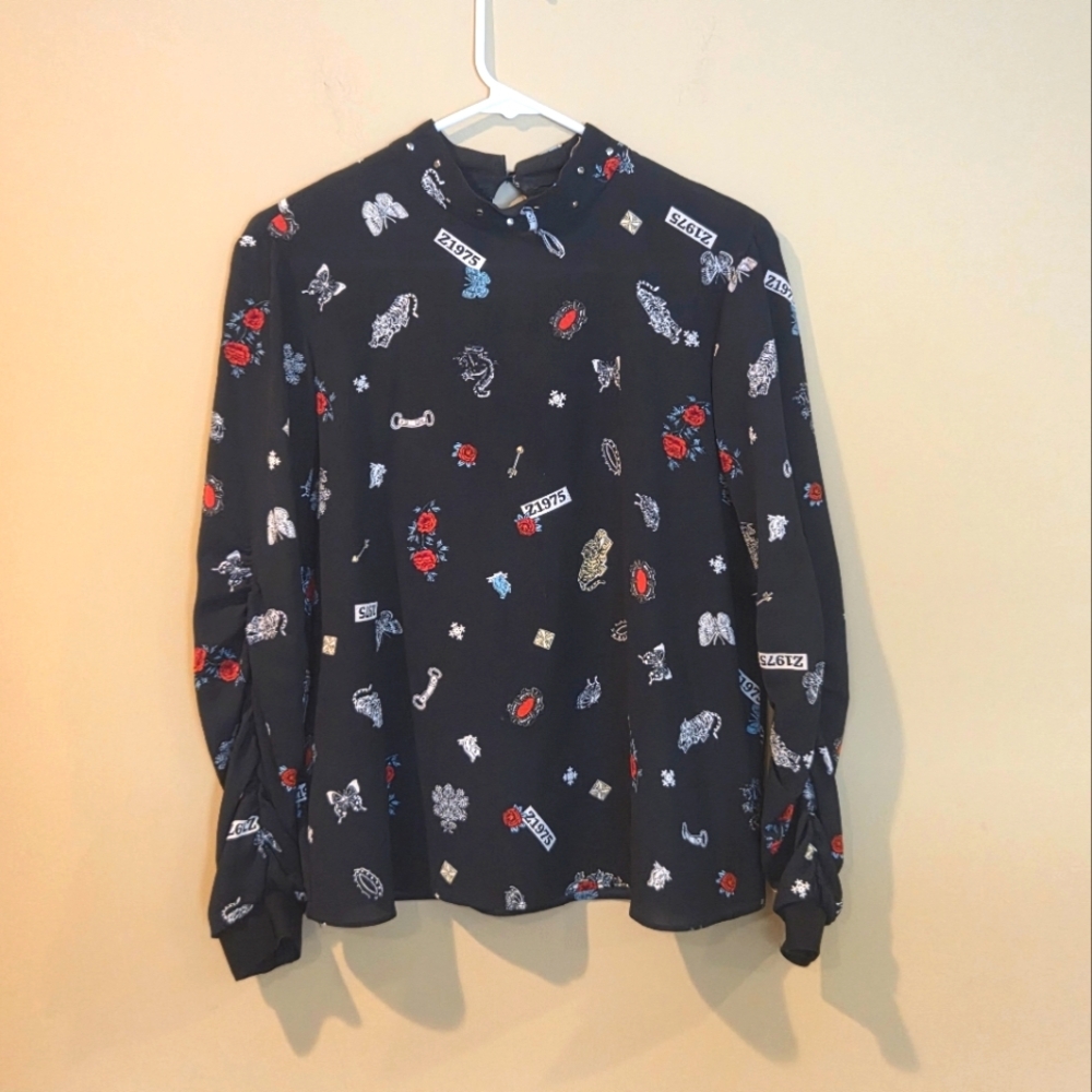 3/16 Zara Floral Punk Long Top
